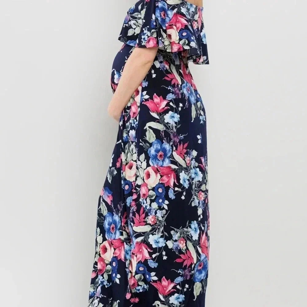 Hello Miz Off The Shoulder Floral Maternity Dress Sz XL - Picture 12 of 12